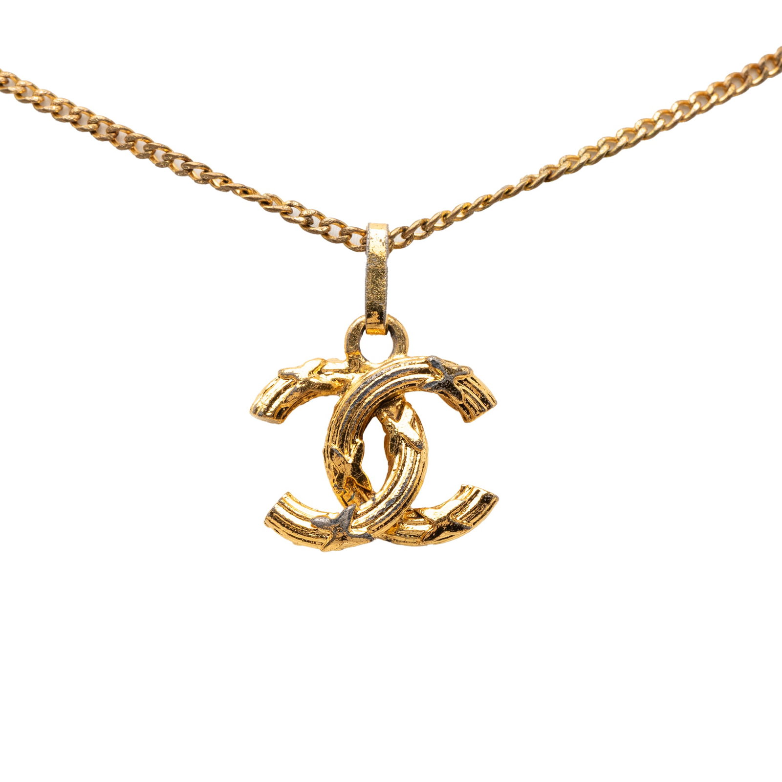 Chanel CC Pendant Necklace Gold Plated Metal Chain France: Chanel CC Pendant Necklace Gold Plated Metal Chain France This Chanel necklace features a gold-plated metal body with a signature CC pendant and a spring ring closure. Made in France, it is classified