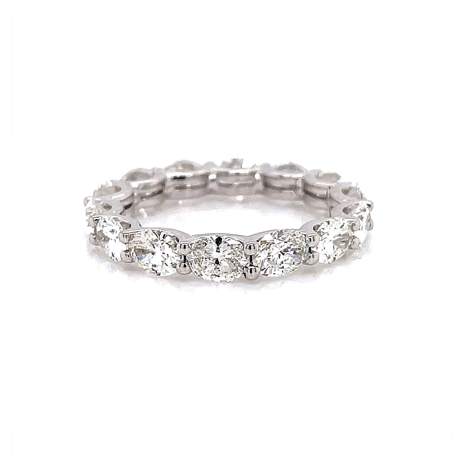 3.67ct Oval Cut Diamond Eternity Band 18k White Gold - 2