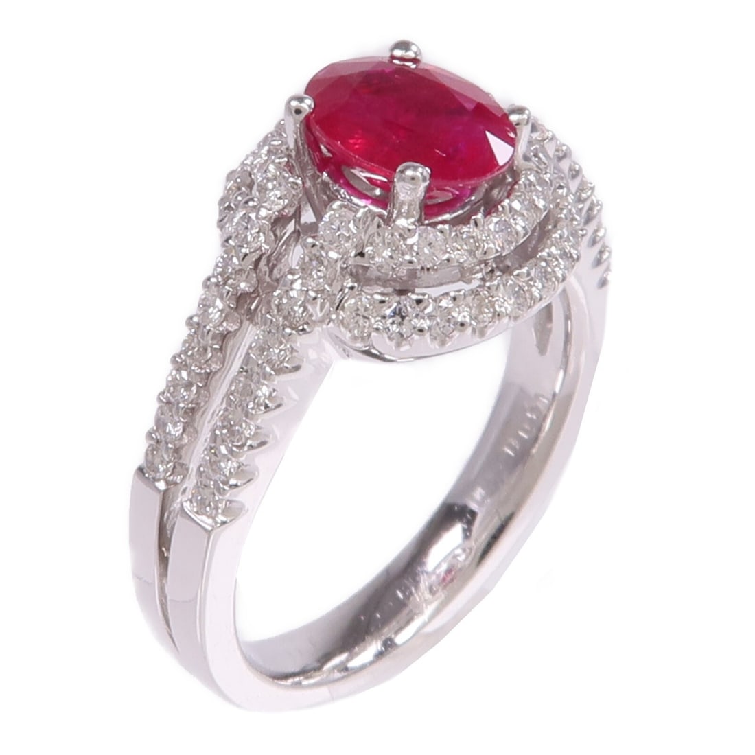 Ruby and Diamond 18K White Gold Women's Ring Size 6.25 (1 of 8)