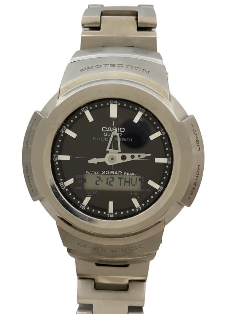 Casio G Shock Black Stainless Steel Quartz Wristwatch for Men: Casio G Shock Black Stainless Steel Quartz Wristwatch for Men This CASIO G-SHOCK men's quartz wristwatch features a durable stainless steel construction and a sleek black color. Designed for everyday 