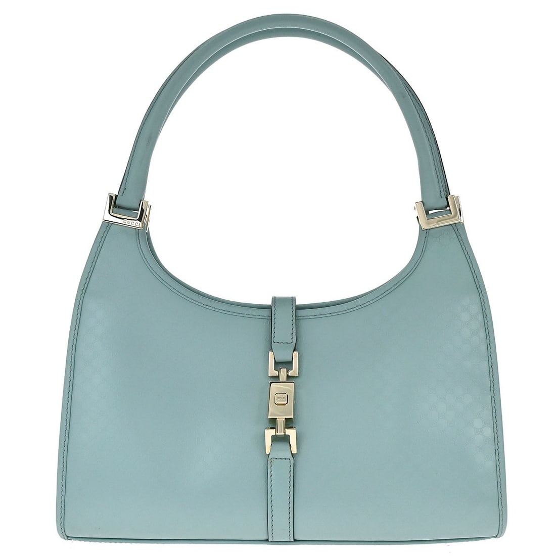 Gucci Jackie Blue Leather Medium Handbag: Gucci Jackie Blue Leather Medium Handbag This vintage Gucci Jackie handbag is crafted from blue leather and features the iconic GG design. With a medium size, it offers both style and practicality, ma