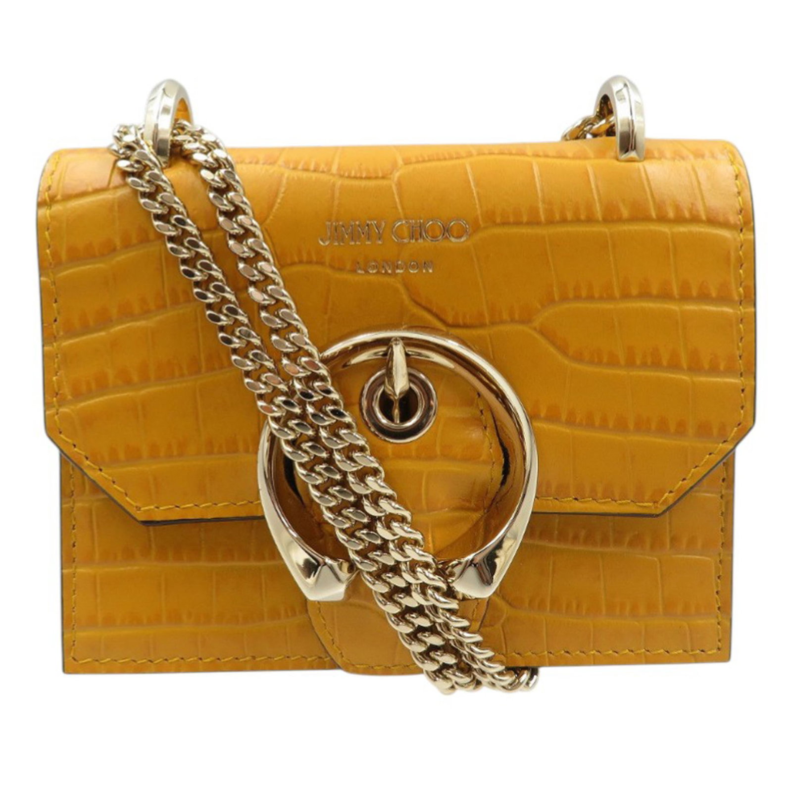 Jimmy Choo Mini Paris Yellow Croc Embossed Leather Crossbody Bag (1 of 10)