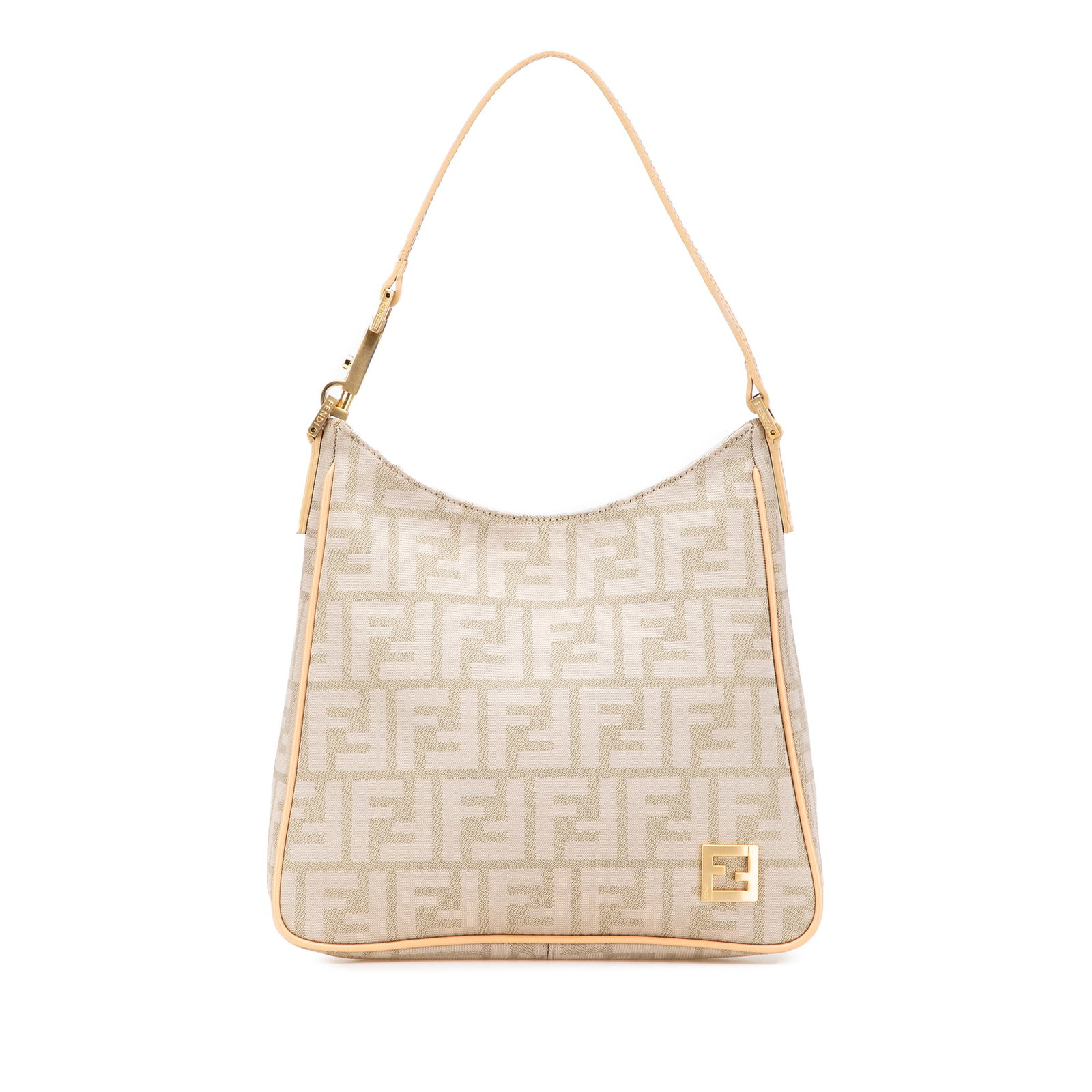 Fendi Zucca Canvas Bag with Leather Trim in Brown: Fendi Zucca Canvas Bag with Leather Trim in Brown Elevate your accessory game with the Fendi Zucca Canvas Shoulder Bag, a stylish piece featuring a durable canvas body complemented by luxurious leathe