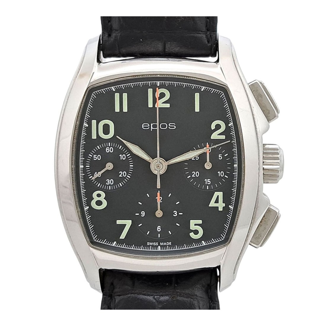Epos Chronograph 3292 Automatic Steel Mens Wristwatch Box: Epos Chronograph 3292 Automatic Steel Mens Wristwatch Box This Epos Chronograph 3292 is an automatic wristwatch designed for men. Featuring a stainless steel case and a leather band with stainless ste