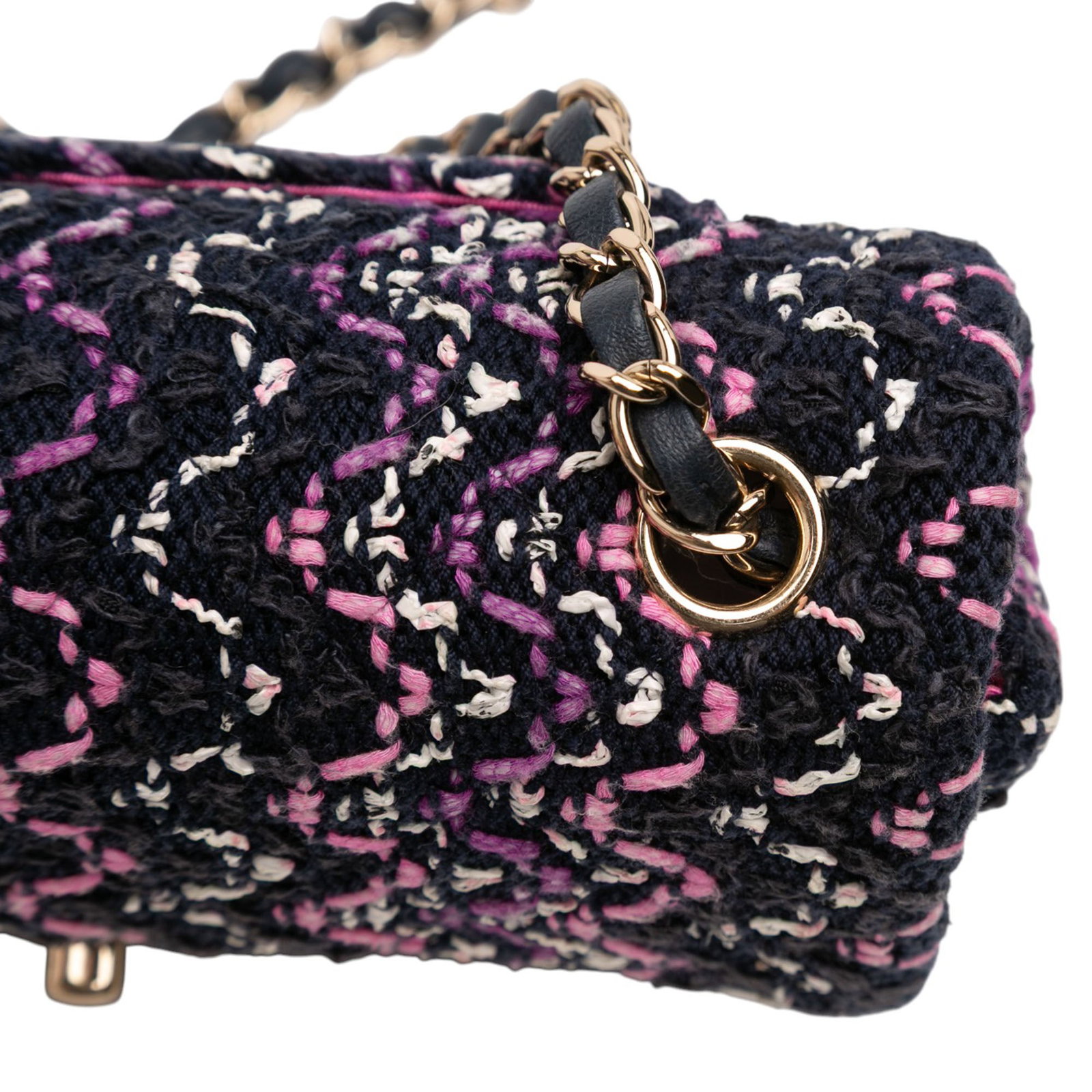 Chanel Multicolor Stitched Cotton Mini Rectangular Single Flap Shoulder Bag - 9