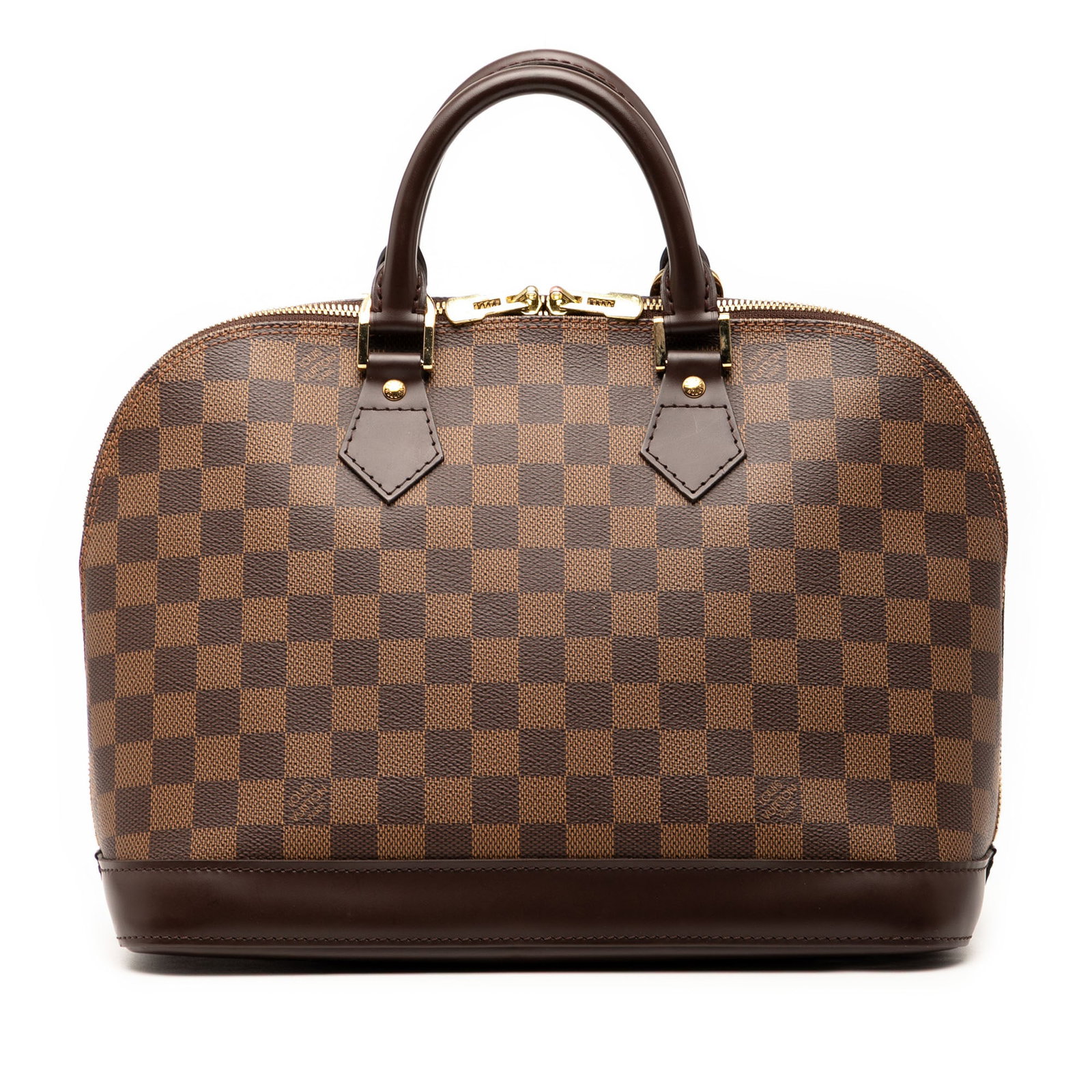 Louis Vuitton Damier Ebene Alma PM Brown Handbag: Louis Vuitton Damier Ebene Alma PM Brown Handbag The Louis Vuitton Damier Ebene Alma PM is a stylish handbag crafted from durable damier ebene canvas with premium leather trim. This elegant bag featur