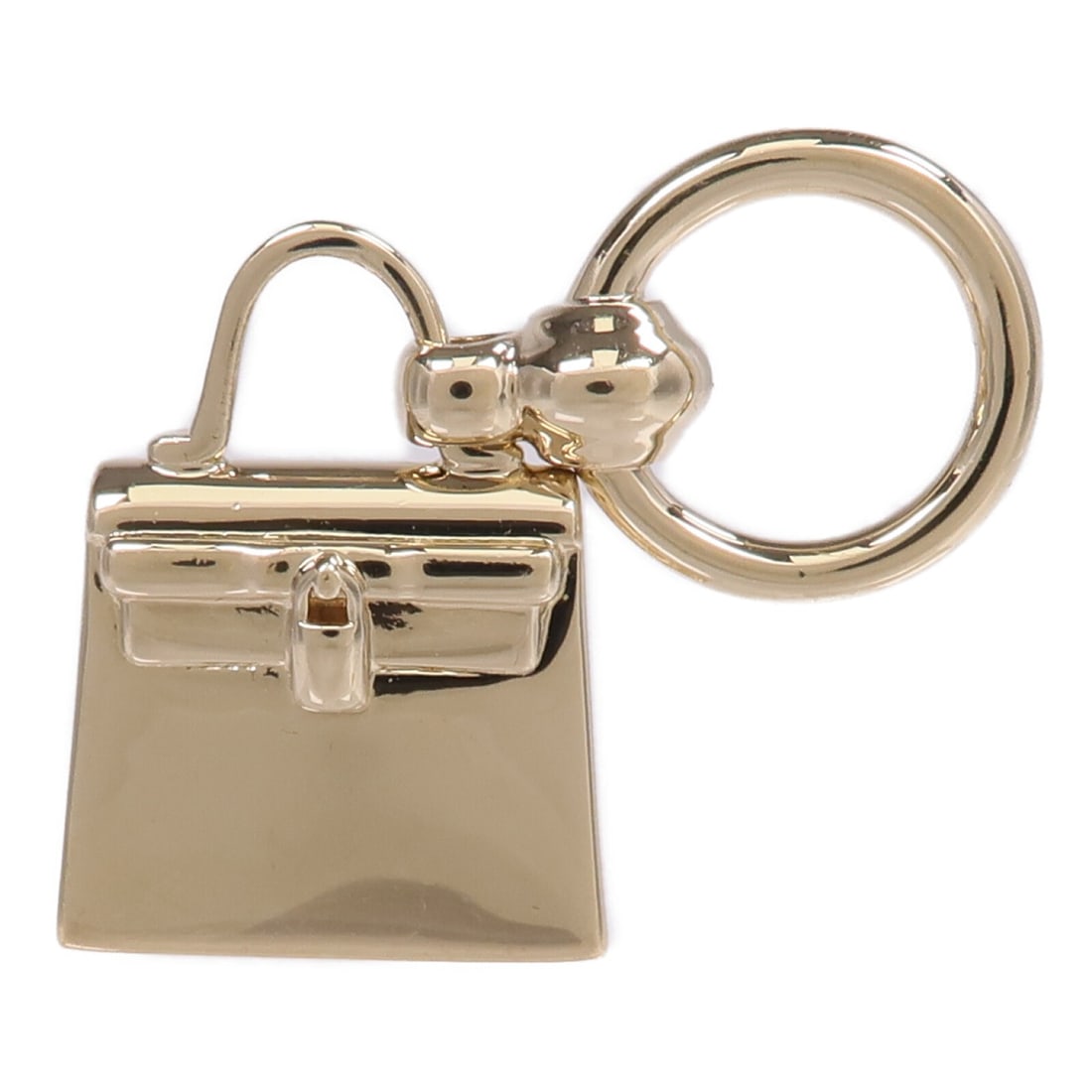 HERMES Mini Kelly Gold Metal Scarf Ring: HERMES Mini Kelly Gold Metal Scarf Ring This Hermes Mini Kelly Twilly scarf ring is crafted from gold-tone metal and designed specifically for women's accessories. With its elegant finish, it serves a