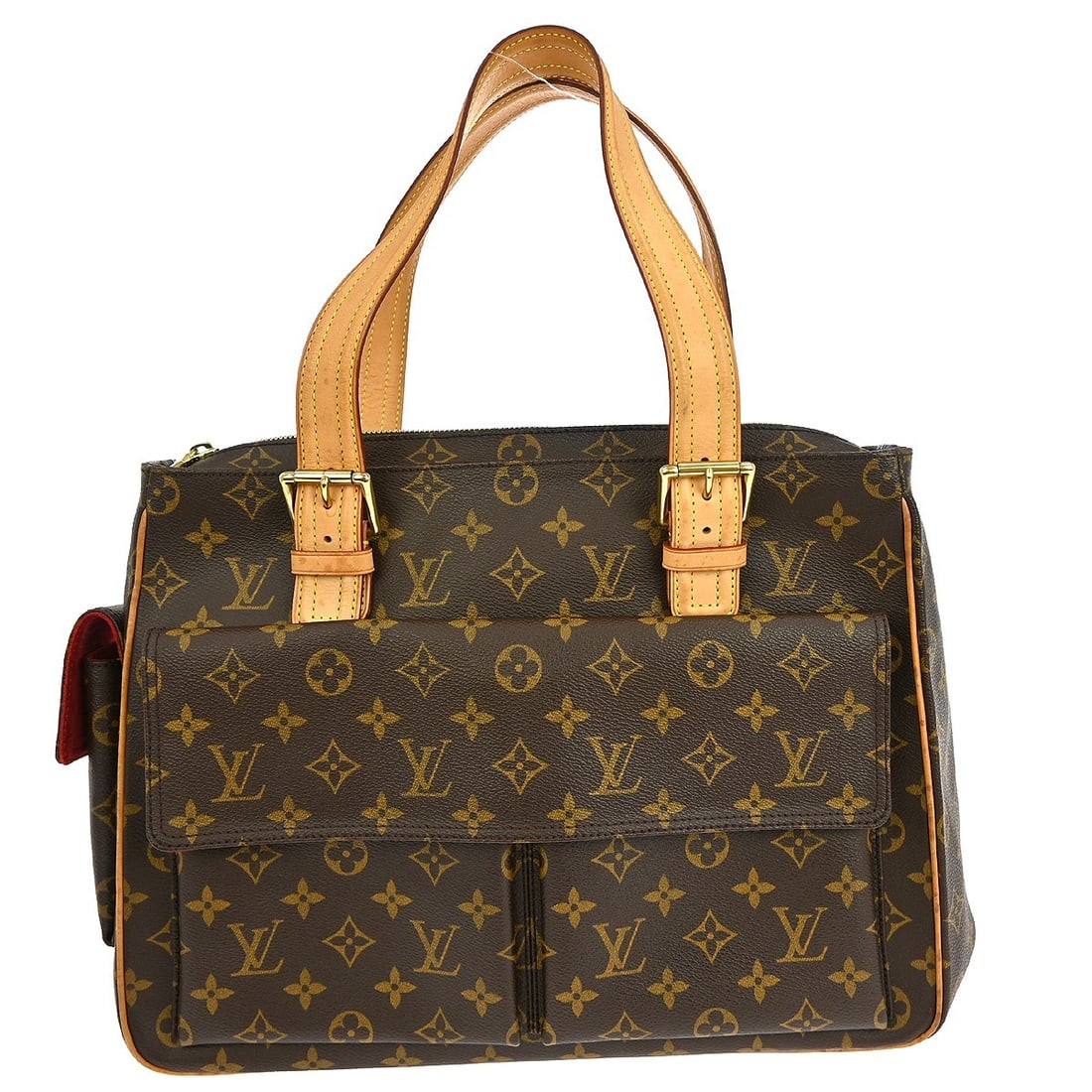 Louis Vuitton Multipli Cite Monogram Canvas Large Handbag M51162: Louis Vuitton Multipli Cite Monogram Canvas Large Handbag M51162 This is a Louis Vuitton Multipli Cite handbag crafted from monogram canvas leather with a brown exterior and red Alcantara lining. The 