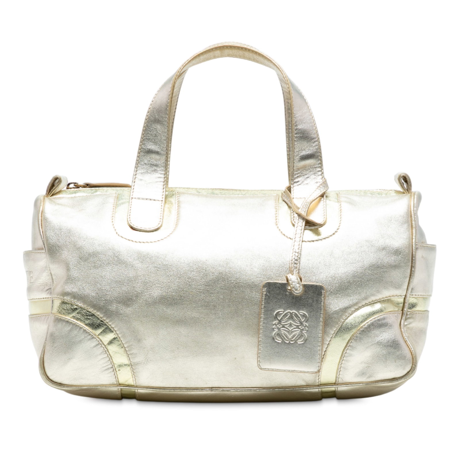 LOEWE Gold Metallic Leather Handbag with Zip Closure (1 of 7)