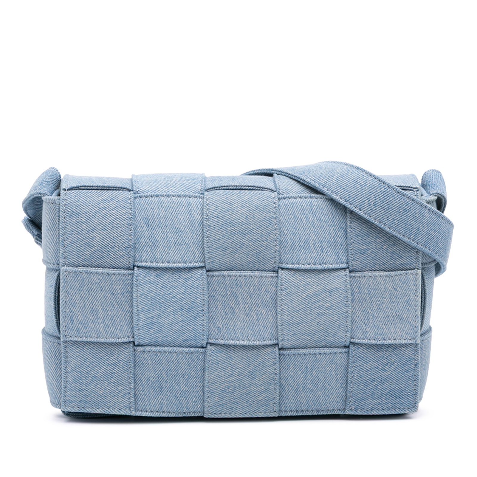 Bottega Veneta Cassette Blue Denim Intrecciato Crossbody Bag (1 of 13)