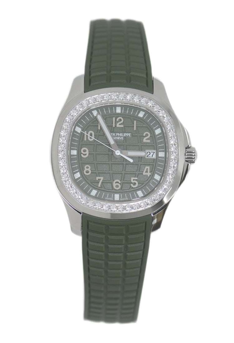 Patek Philippe Aquanaut 38.8MM Diamond Bezel Green Strap Watch (1 of 6)