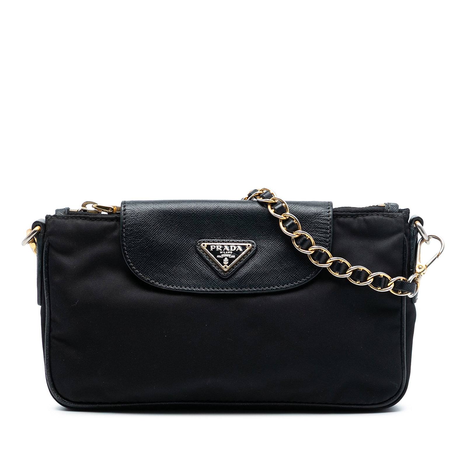 Prada Tessuto Nylon Crossbody with Saffiano Leather Trim and Chain Strap (1 of 7)