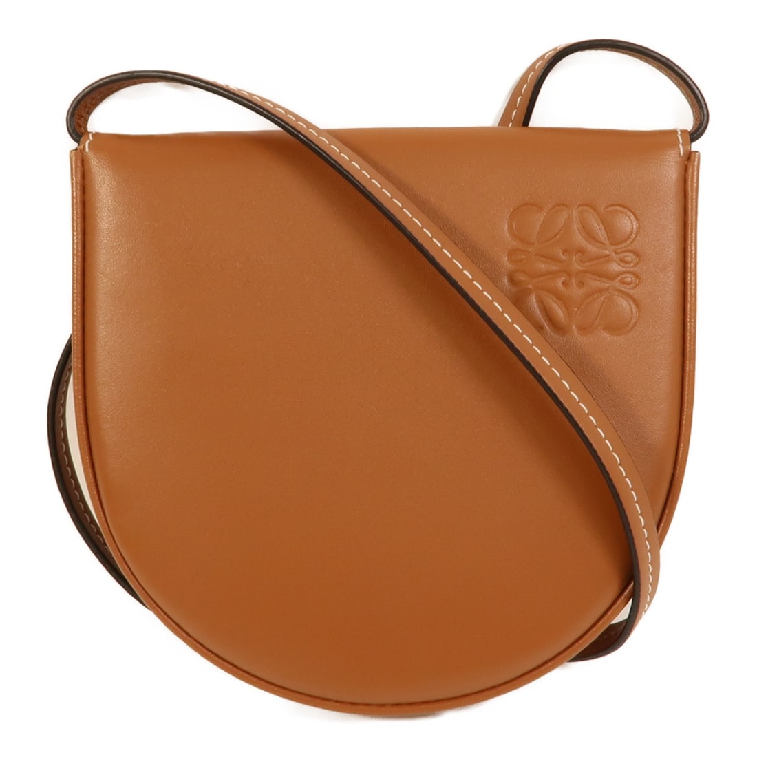 LOEWE Brown Calfskin Women Shoulder Bag: LOEWE Brown Calfskin Women Shoulder Bag This LOEWE shoulder bag features a sleek design crafted from high-quality brown calfskin leather. Made in Spain, it offers a compact silhouette with a regular s