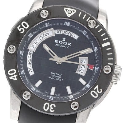 Edox Class One Day-Date Titanium Ceramic Automatic Men's Watch 83005-TIN-NIN: Edox Class One Day-Date Titanium Ceramic Automatic Men's Watch 83005-TIN-NIN This Edox Class One Day-Date men's watch features a titanium and ceramic case paired with a black dial and a rubber bracele