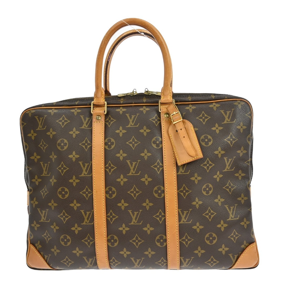 Louis Vuitton Monogram Porte-Documents Voyage Brown Canvas Leather Handbag: Louis Vuitton Monogram Porte-Documents Voyage Brown Canvas Leather Handbag This Louis Vuitton Porte-Documents Voyage handbag features the iconic Monogram canvas leather exterior with double beige hand