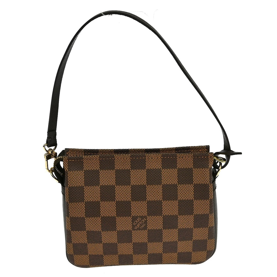 Louis Vuitton Damier Ebene Trousse Makeup Small Brown Canvas Handbag: Louis Vuitton Damier Ebene Trousse Makeup Small Brown Canvas Handbag This Louis Vuitton Damier Trousse Makeup Handbag features the iconic check pattern and is crafted from Damier canvas leather with a
