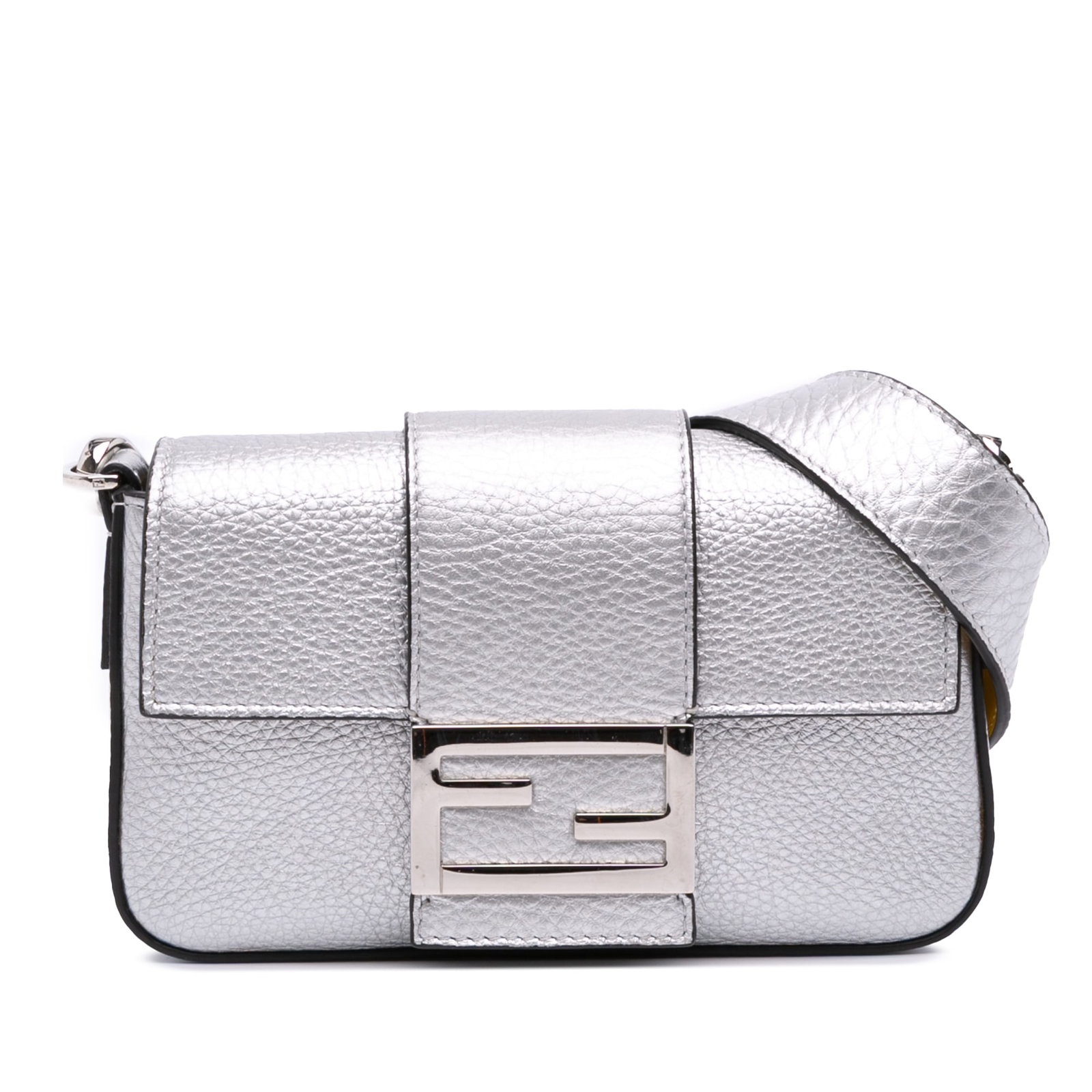 Fendi Leather Baguette Crossbody Bag with Woven Chain Strap (1 of 11)