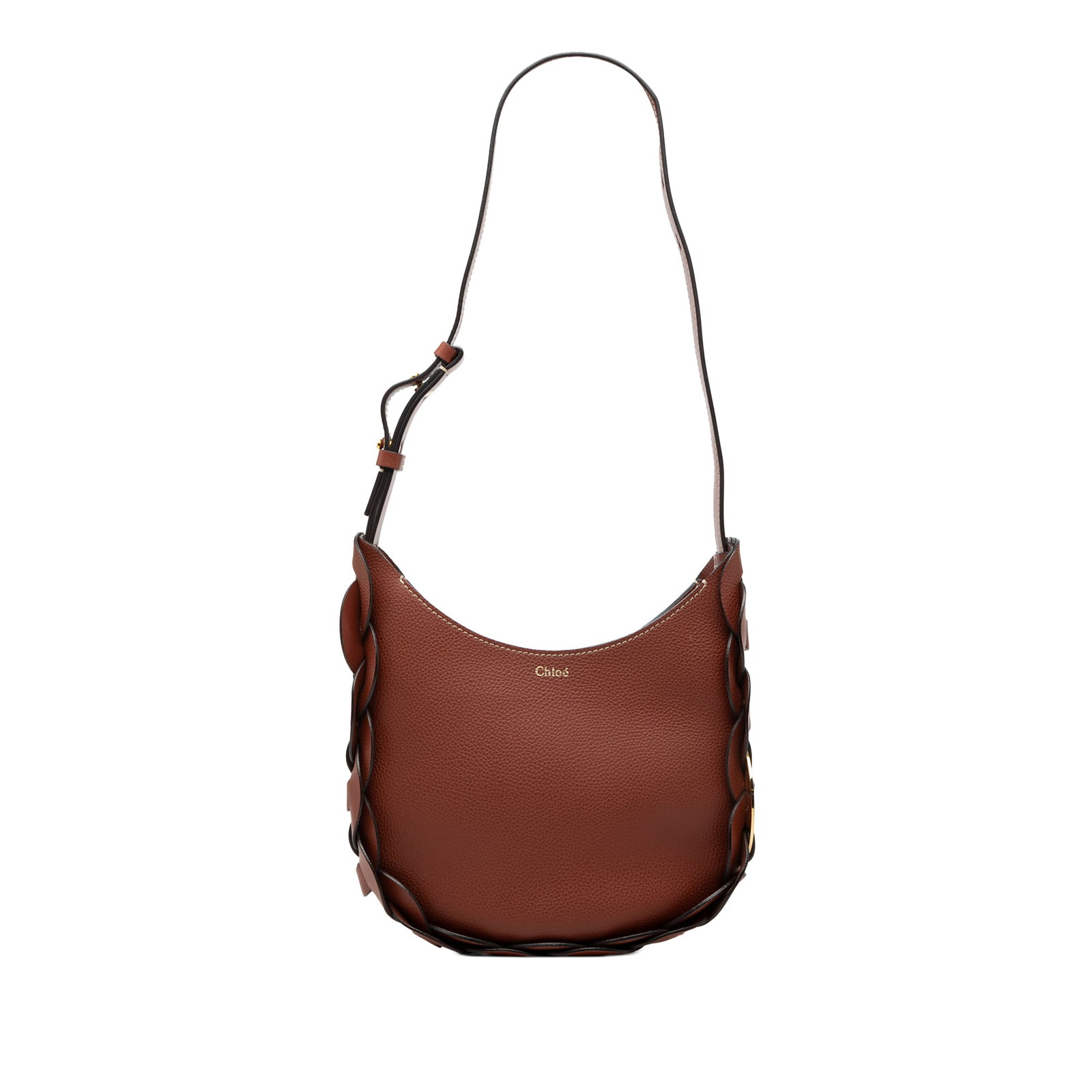 Chloe Darryl Hobo Small Brown Grained Calfskin Leather Shoulder Bag: Chloe Darryl Hobo Small Brown Grained Calfskin Leather Shoulder Bag This Chloe Small Grained Calfskin Darryl Hobo features a brown leather body with an adjustable flat leather strap, a top zip closure
