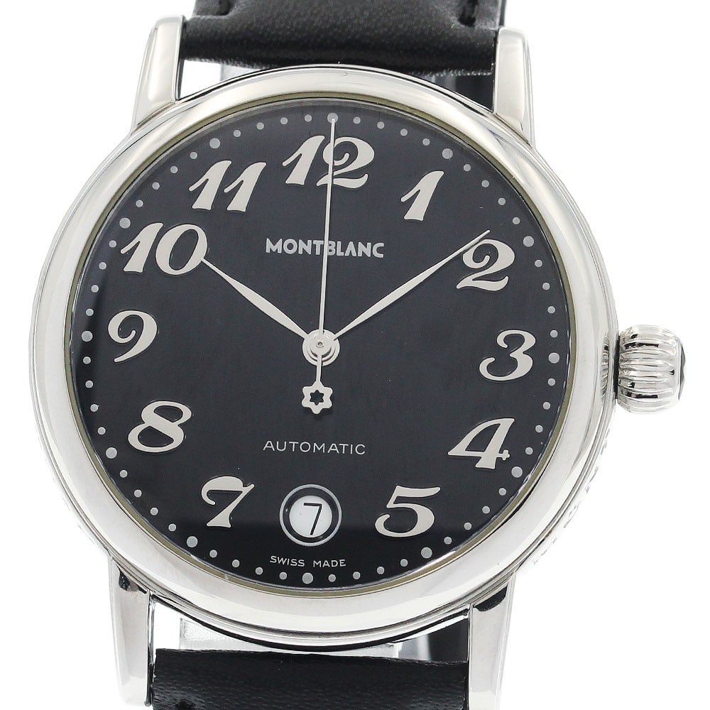 Montblanc Meisterstuck 7042 automatic date wristwatch: Montblanc Meisterstuck 7042 automatic date wristwatch This Montblanc Meisterstuck Date men's wristwatch, reference 7042, features a stainless steel case paired with a black dial and an automatic movem