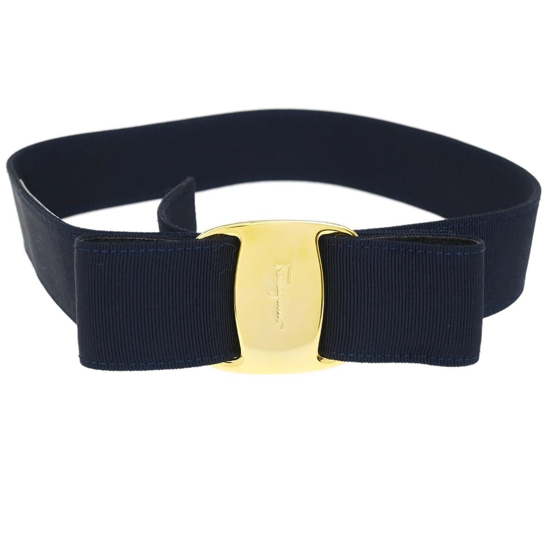 Salvatore Ferragamo Navy Canvas Leather Waist Belt Small (1 of 7)