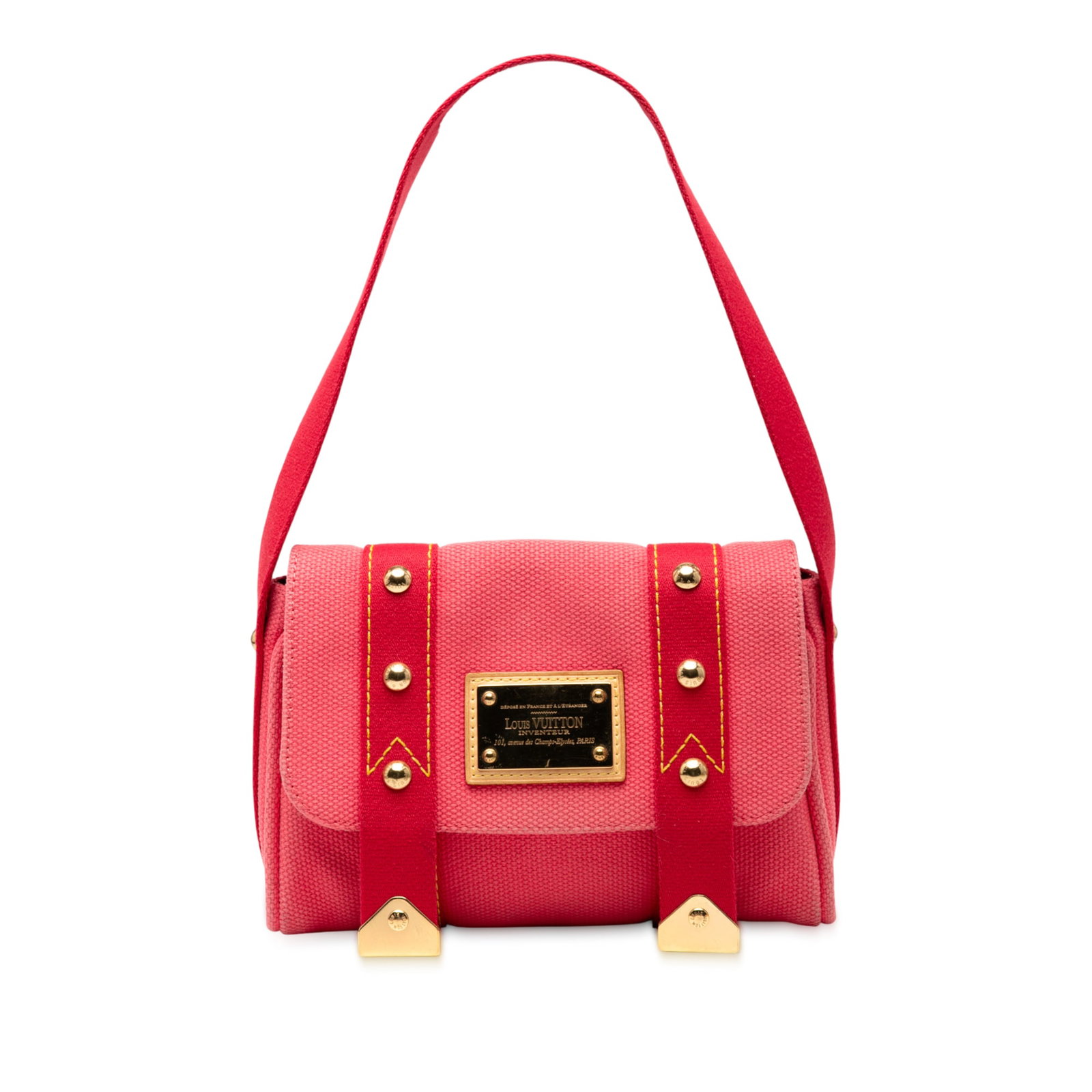 Louis Vuitton Antigua Besace PM Pink Shoulder Bag Fabric: Louis Vuitton Antigua Besace PM Pink Shoulder Bag Fabric The Louis Vuitton Antigua Besace PM Shoulder Bag is a chic and functional accessory crafted from durable canvas. This stylish bag features a fl