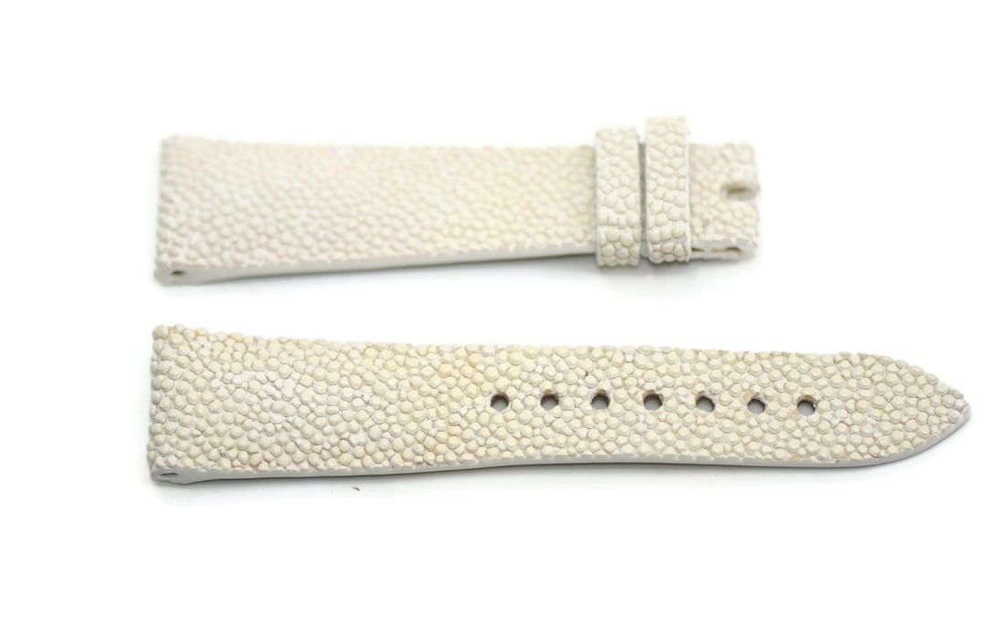 Authentic Zenith White Leather Two-Piece Watch Strap 18mm (1 of 2)