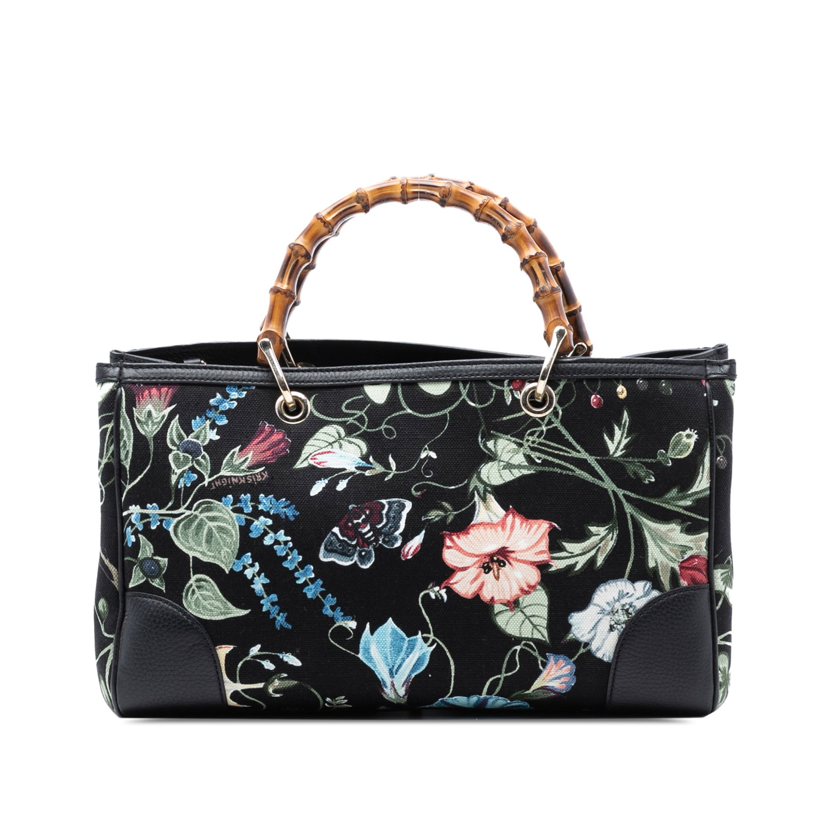 Gucci Flora Knight Bamboo Shopper Medium Floral Canvas Satchel Bag: Gucci Flora Knight Bamboo Shopper Medium Floral Canvas Satchel Bag This Gucci Medium Canvas Flora Knight Bamboo Shopper Satchel features a floral printed canvas body with leather trim, distinctive bam