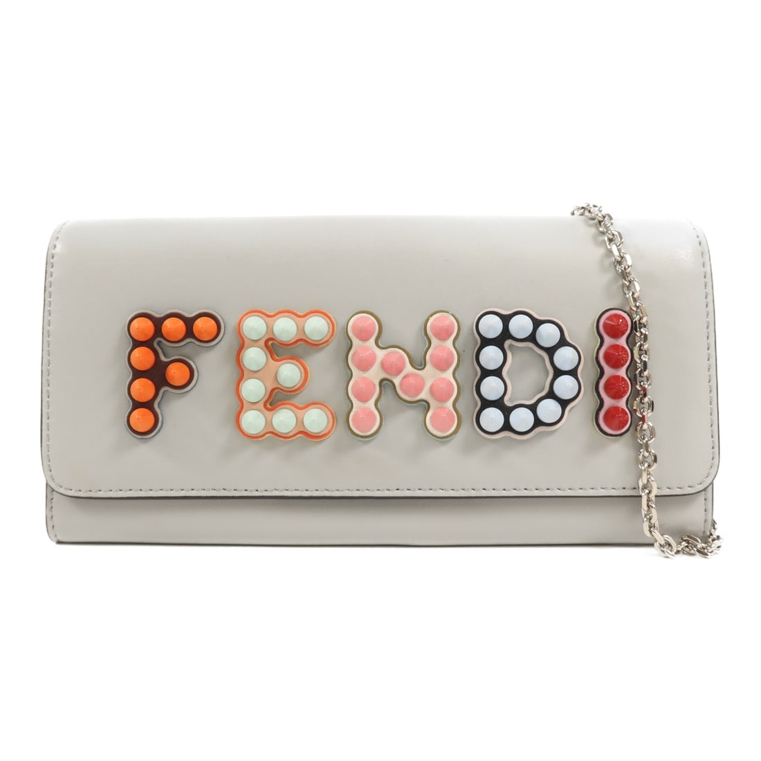 FENDI Wallet On Chain Shoulder Bag 8M0365 Light Blue Calfskin: FENDI Wallet On Chain Shoulder Bag 8M0365 Light Blue Calfskin Elevate your accessory collection with this exquisite Fendi Shoulder Bag, crafted from luxurious calfskin leather in a serene light blue h