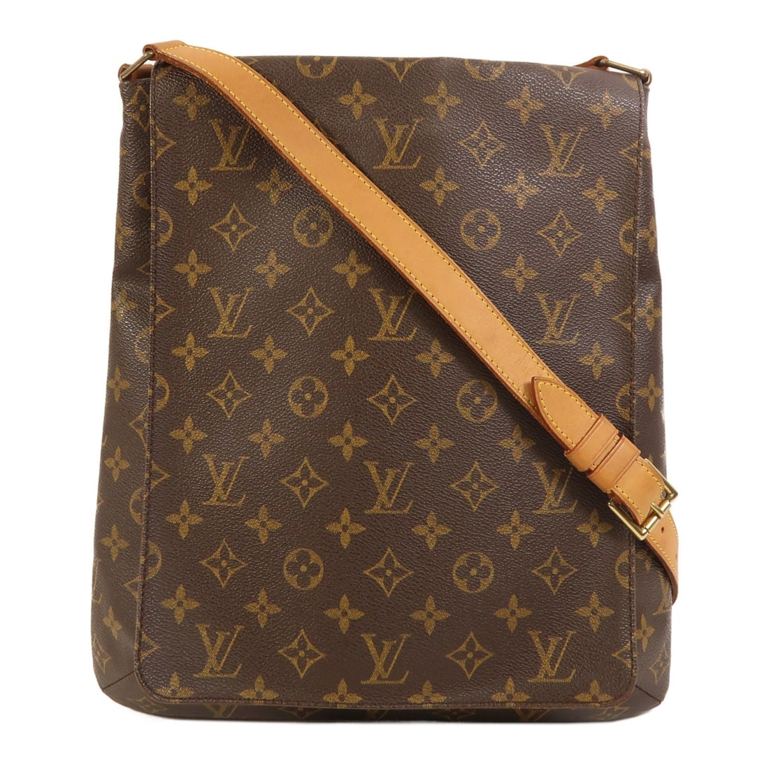 Louis Vuitton Musette Monogram Canvas Shoulder Bag with Gold Tone Hardware: Louis Vuitton Musette Monogram Canvas Shoulder Bag with Gold Tone Hardware This Louis Vuitton Musette crossbody shoulder bag features the iconic Monogram brown PVC coated canvas. Designed with a regul