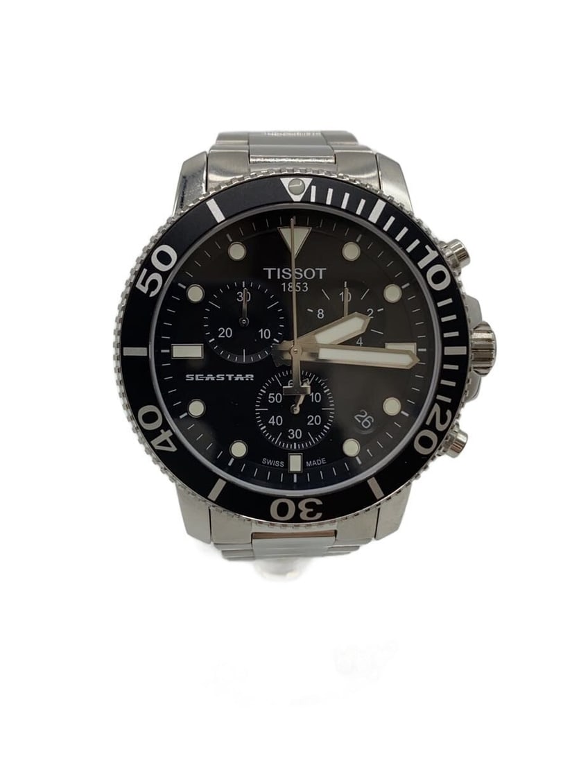Tissot Seastar Quartz Men's Wristwatch T120417A: Tissot Seastar Quartz Men's Wristwatch T120417A This TISSOT Seastar Quartz T120417A men's wristwatch features a Swiss-made design with a round case and a quartz movement. The watch shows slight signs 