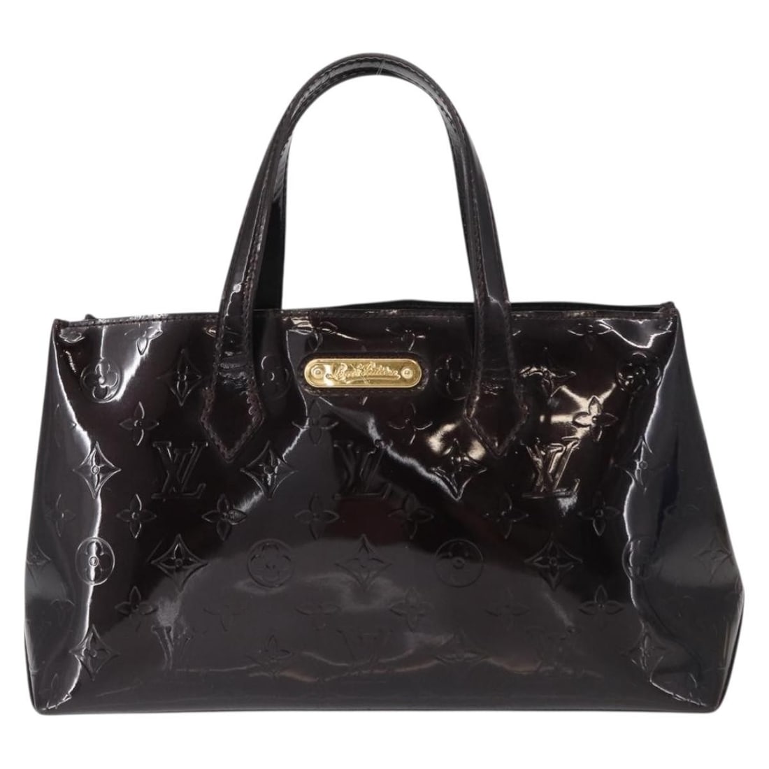 Burgundy Patent Leather Louis Vuitton Wilshire Purse 31cm: Burgundy Patent Leather Louis Vuitton Wilshire Purse 31cm This Louis Vuitton Wilshire handbag features a burgundy patent leather exterior with the iconic Monogram Vernis finish. Designed for women, th