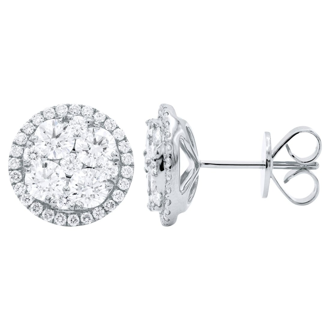 Harbor Diamonds 0.89ct Diamond Cluster Halo Stud Earrings 14K White Gold (1 of 18)