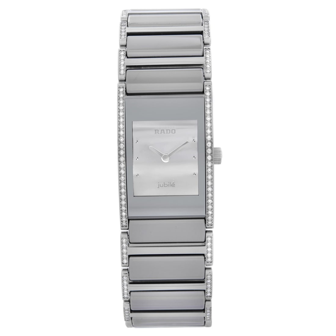 Rado Integral Ladies Watch Quartz Silver Dial Diamond Bezel R20733122: Rado Integral Ladies Watch Quartz Silver Dial Diamond Bezel R20733122 This exquisite Rado Integral ladies wristwatch combines luxury and elegance. Featuring a stunning silver dial accented with silver