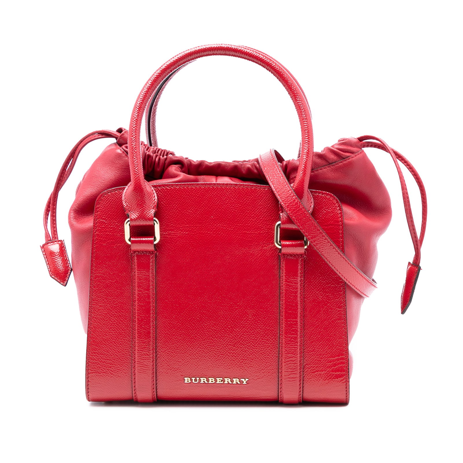 Burberry Dinton Small Red Patent Leather Satchel with Detachable Strap (1 of 8)