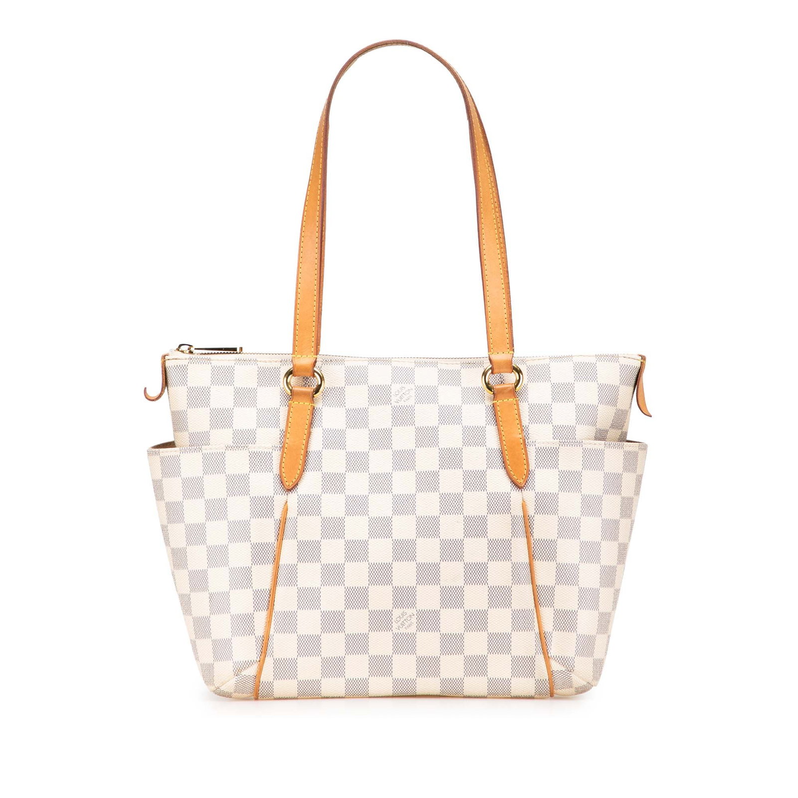 Louis Vuitton Damier Azur Totally PM Canvas Bag: Louis Vuitton Damier Azur Totally PM Canvas Bag The Louis Vuitton Damier Azur Totally PM is a stylish and practical handbag crafted from durable damier azur canvas, enhanced with vachetta leather trim