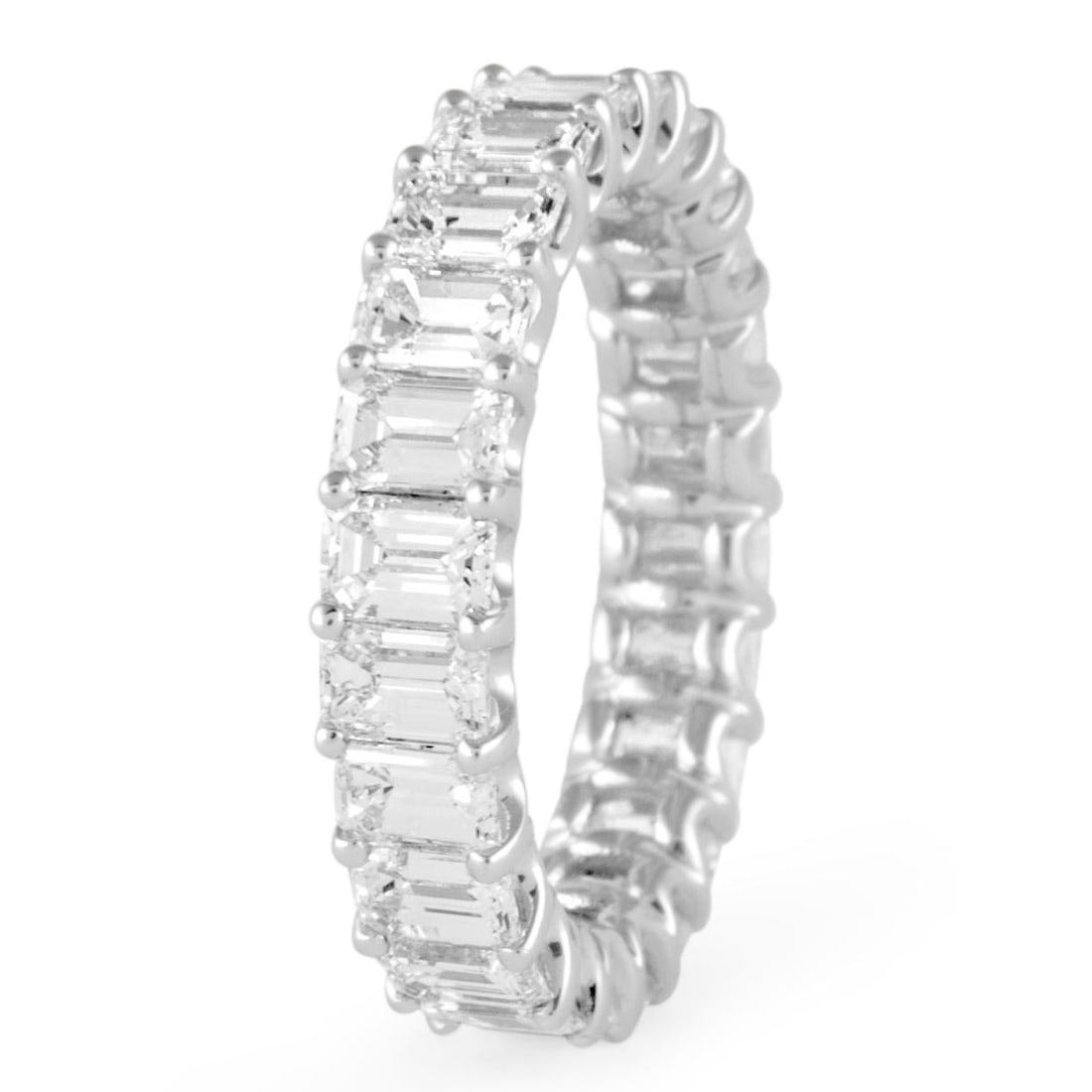4.14ct Emerald Cut Diamond Eternity Band 18k White Gold - 3