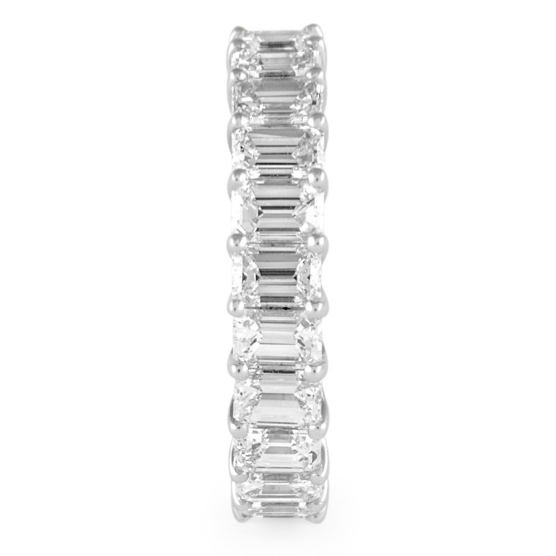 4.14ct Emerald Cut Diamond Eternity Band 18k White Gold - 5