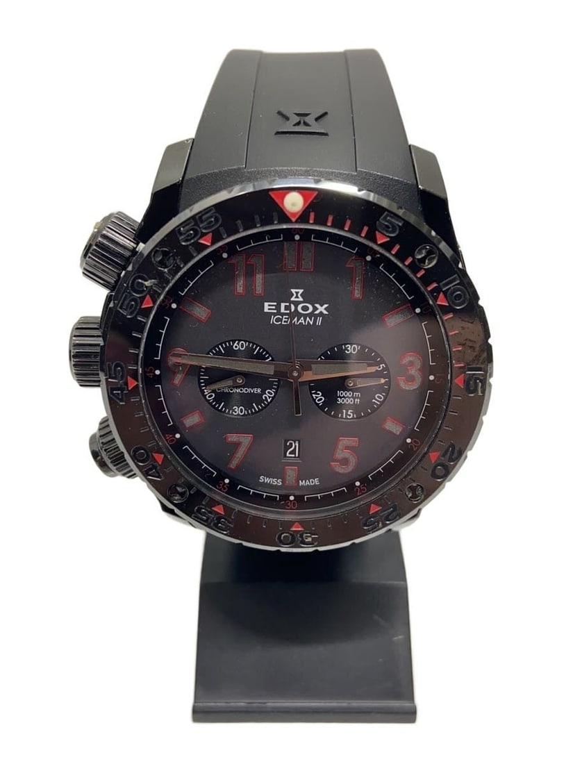 EDOX Iceman II Quartz Red Rubber Men's Wristwatch: EDOX Iceman II Quartz Red Rubber Men's Wristwatch This EDOX Chrono Offshore 1 Iceman II Limited Edition men's wristwatch features a Swiss quartz movement and is designed for durability and precision. 