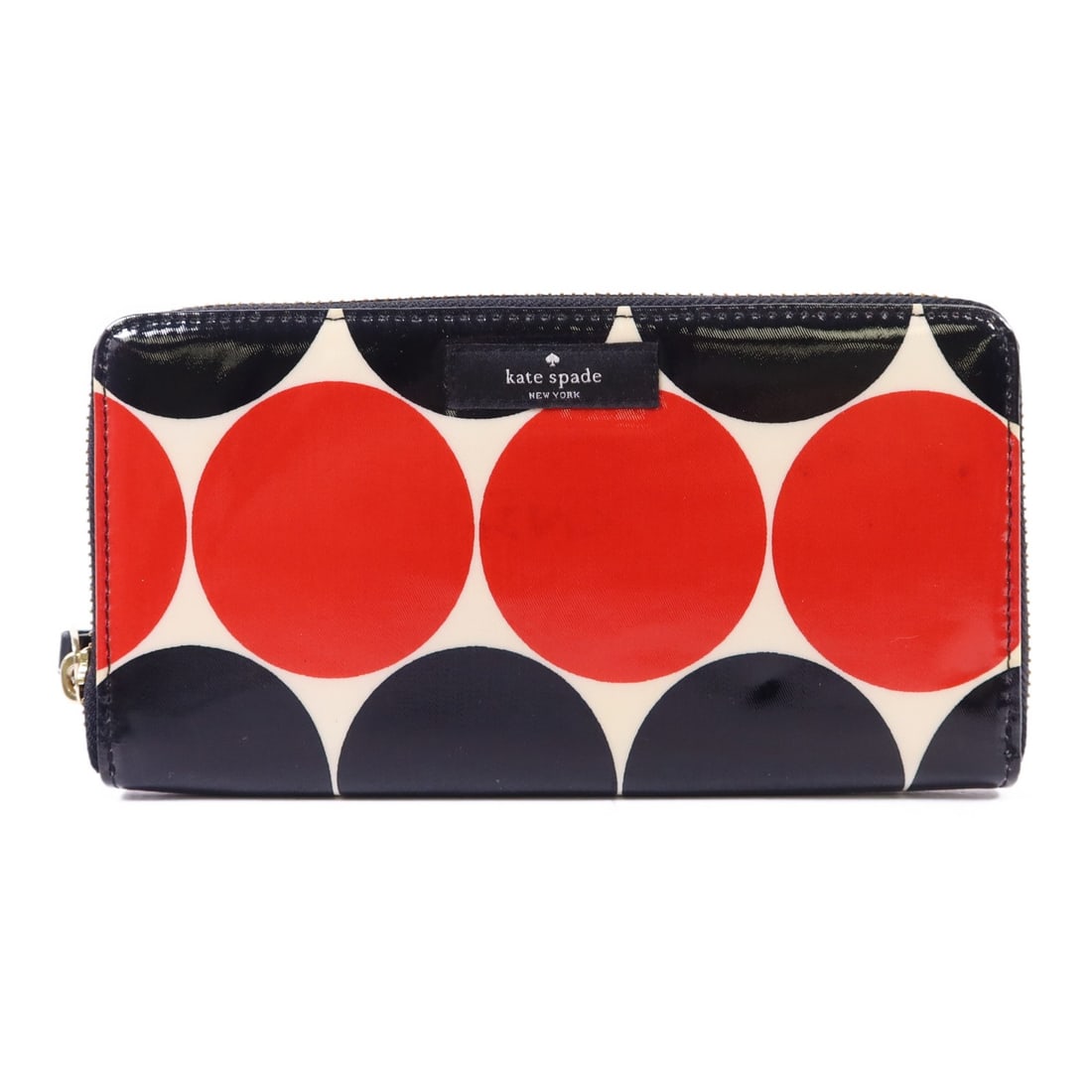 Kate Spade Black Red PVC Zip Around Long Wallet Gold Hardware: Kate Spade Black Red PVC Zip Around Long Wallet Gold Hardware This Kate Spade long wallet features a black and red design crafted from PVC. The wallet has a zip-around closure and gold-tone hardware. 