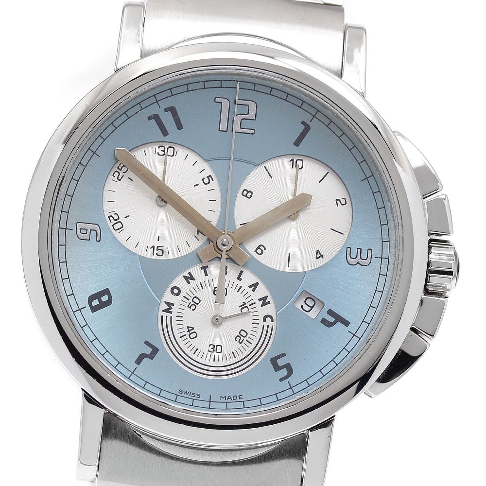 Montblanc Summit Chronograph Quartz Date Steel Watch 7060: Montblanc Summit Chronograph Quartz Date Steel Watch 7060 This Montblanc Summit Chronograph Date Quartz men's wristwatch features a stainless steel case and bracelet with a blue dial. The watch includ
