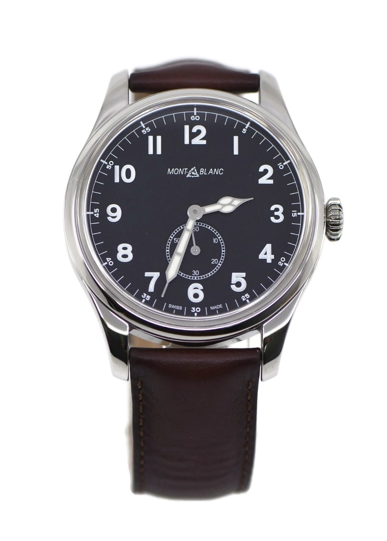 Montblanc 1858 Small Second Automatic Stainless Steel Watch 44mm with Box and Papers: Montblanc 1858 Small Second Automatic Stainless Steel Watch 44mm with Box and Papers Discover the elegance of the Montblanc 1858 Small Second Wristwatch, a sophisticated timepiece crafted with meticul