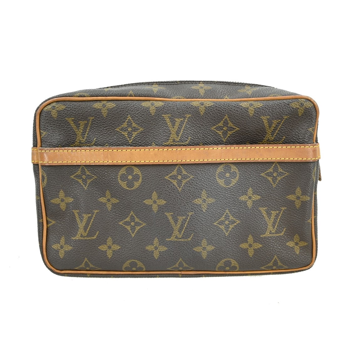 Louis Vuitton Compiegne 23 Monogram Canvas Clutch Purse M51847: Louis Vuitton Compiegne 23 Monogram Canvas Clutch Purse M51847 This Louis Vuitton Compiegne 23 clutch bag features the iconic monogram canvas leather exterior in brown, complemented by a brown lining.