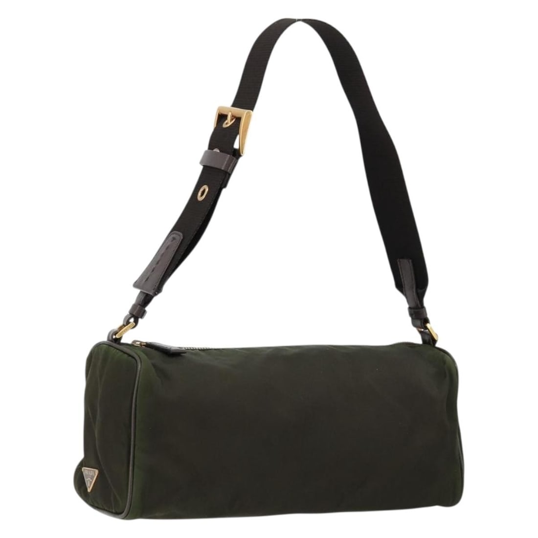 Prada nylon khaki gold shoulder bag with guarantee card: Prada nylon khaki gold shoulder bag with guarantee card This PRADA shoulder bag features a khaki and gold nylon exterior, offering a versatile and stylish accessory for everyday use. Designed for wome