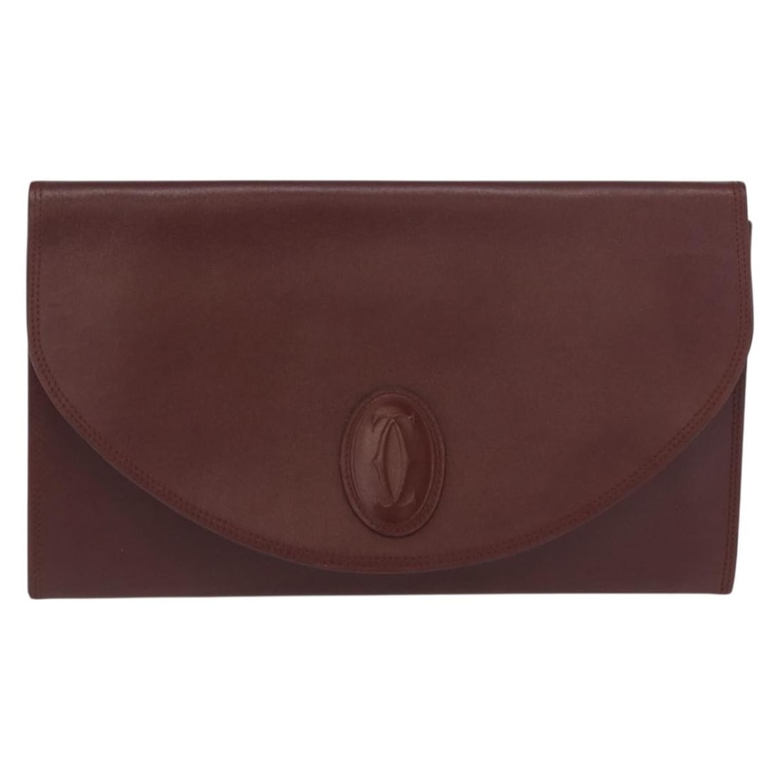 Burgundy Leather Must de Cartier Clutch Purse for Women: Burgundy Leather Must de Cartier Clutch Purse for Women This burgundy leather clutch bag from the Must de Cartier collection features a sleek and compact design tailored for women. Crafted in Italy, i