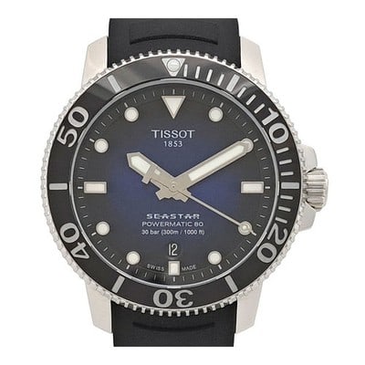 Tissot Seastar 1000 Blue Dial Automatic Men's Wristwatch: Tissot Seastar 1000 Blue Dial Automatic Men's Wristwatch This pre-owned Tissot Seastar 1000 Automatic men's watch features a stainless steel case and a blue dial, paired with a durable rubber band and