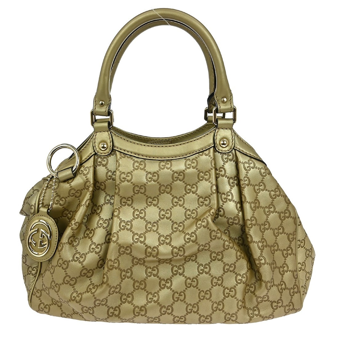 Vintage Gucci GG Pattern Large Gold Leather Tote Bag 211944 200047 (1 of 6)