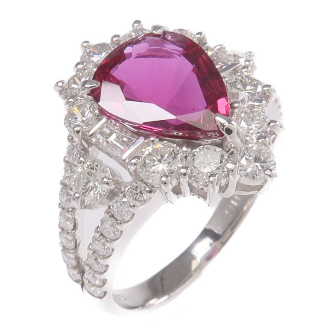 Pt900 Platinum Ruby Diamond Band Size 6.25 (1 of 9)