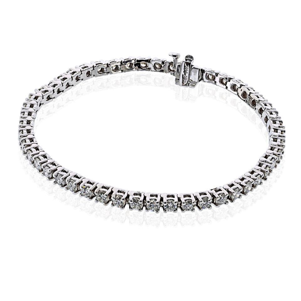 Diamond Tennis Bracelet in 14K White Gold 4.98 Carats - 2