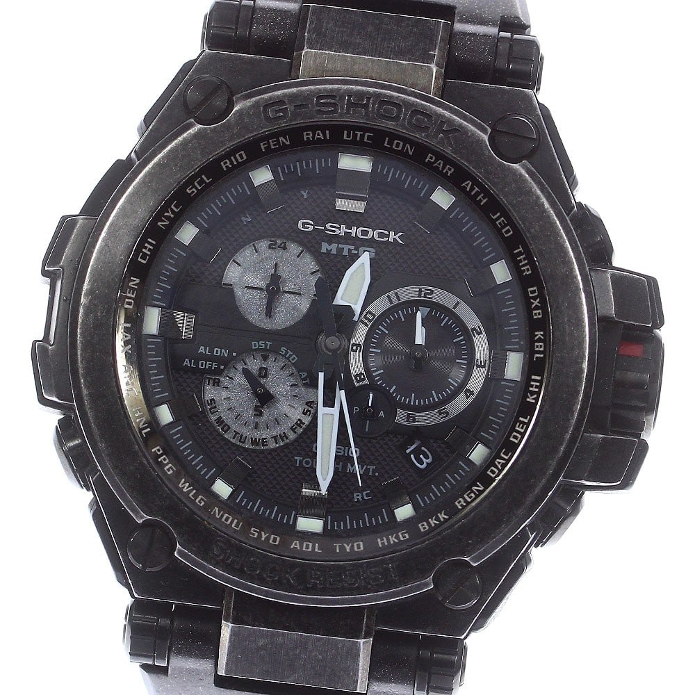 Casio G Shock Solar Radio Controlled Stainless Steel Wristwatch MTG S1000V 1AJF: Casio G Shock Solar Radio Controlled Stainless Steel Wristwatch MTG S1000V 1AJF This Casio G-SHOCK MT-G MTG-S1000V-1AJF men's wristwatch features a durable stainless steel case and band with a black d