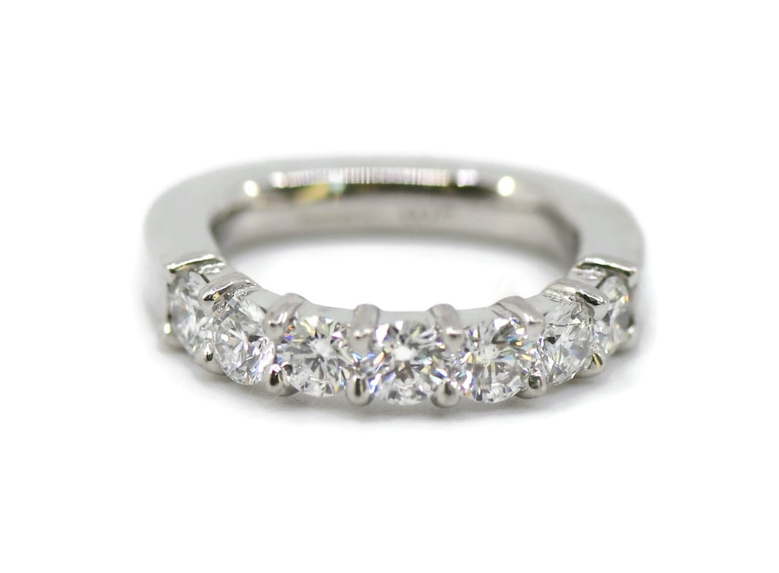 Stuart Moore 950 Platinum Diamond Wedding Band Ring Size 4.25 (1 of 2)